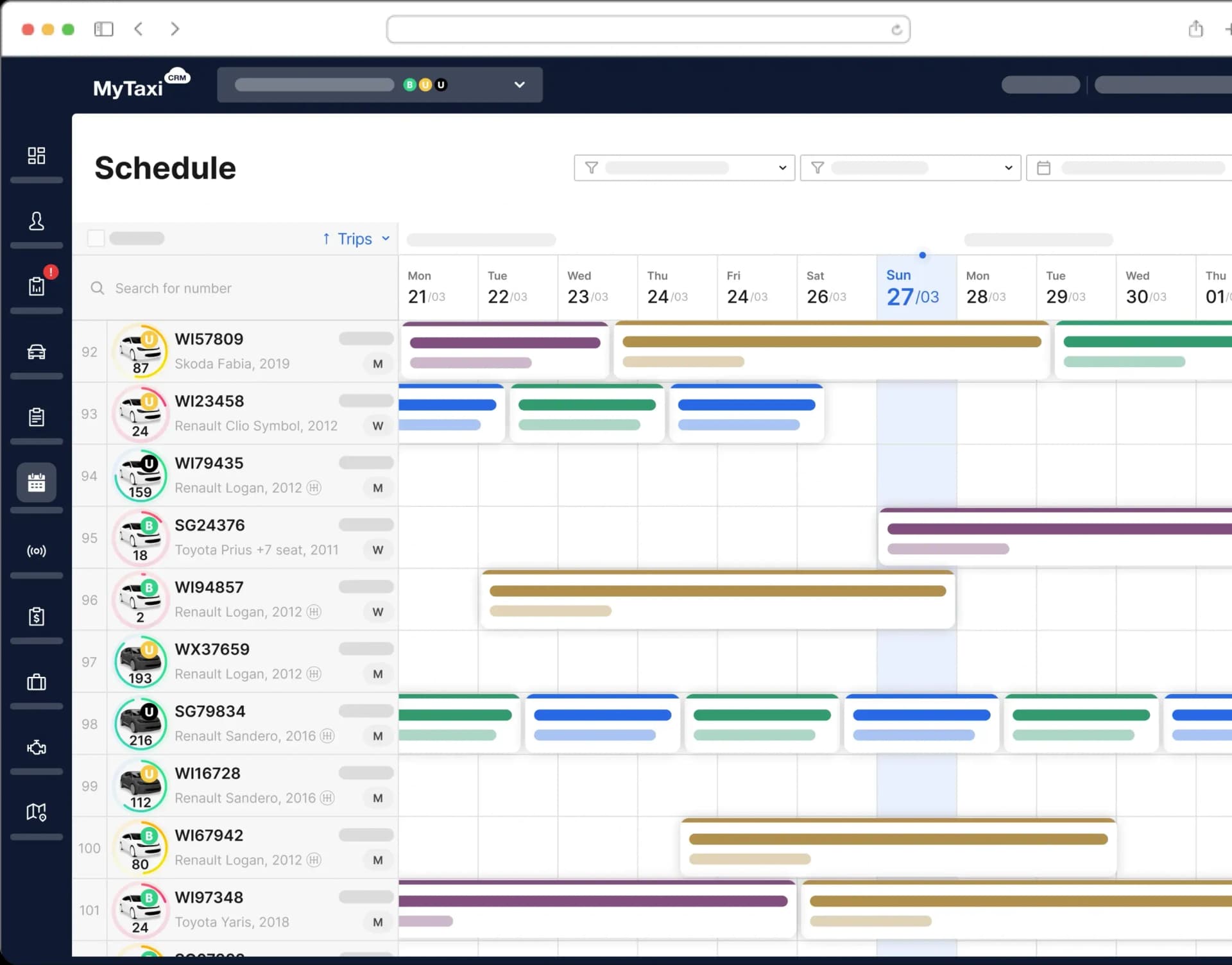 Planning and forecasting of the vehicles' cycle